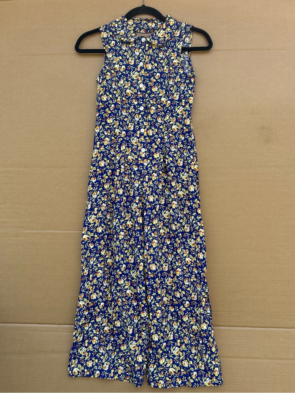VTG Jonathan Martin Floral Wide Legs Jumpsuit Sz 10 Girls Button front Prairie
